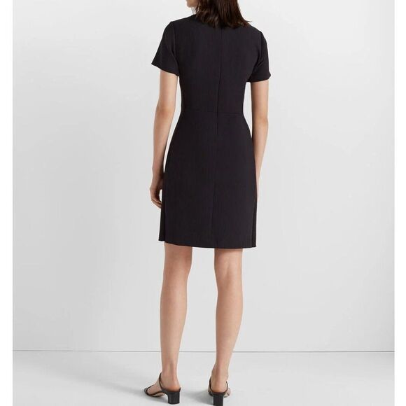 Club Monaco Button Shoulder Short Sleeve Sheath Mini Dress Black 14 - Picture 2 of 8